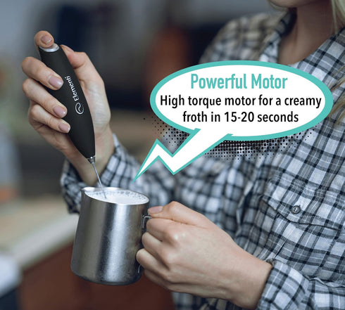 Elementi Handheld Milk Frother Wand - Coffee Mixer & Drink Mixer, Electric Hand Frother, Coffee Whisker, Blender Stick