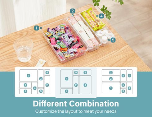 Kootek 28 Pcs Drawer Organizer Set, 4-Size Bathroom Drawer Organizers, Makeup Trays, Vanity Desk Dividers for Kitchen,