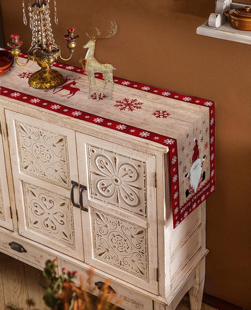 Christmas Gnome Table Runner, 13 x 70 Inch Non-Slip Dresser Scarves for Holiday Decorations