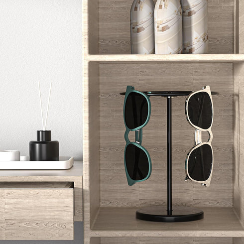 360 Rotating Sunglasses Organizer Stand, Eyewear Display Holder for Nightstand, Desk, Bedroom or Shop Selling (Black)