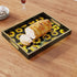 Set 2, Sunflower Black Decorative Tray of Plastic Serving Tray with Handles, Rectangular Coffee Table Tray, Nesting