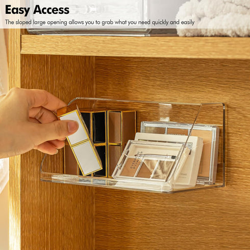 Poeland Wall Mounted Storage Organizer - No Drilling Bathroom Shelf, Clear Storage Box for RV