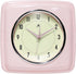Infinity Instruments Square Silent Retro Wall Clock, 9 inch Mid Century Modern Kitchen Diner Quartz Sweep Movement, Pink