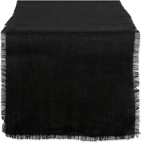 DII Jute Burlap Collection Solid Black Kitchen Table Runner - 15x74