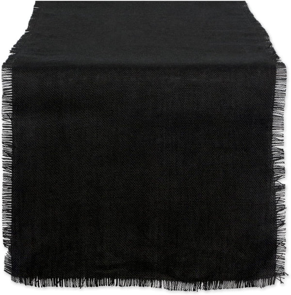 DII Jute Burlap Collection Solid Black Kitchen Table Runner - 15x74