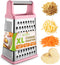 Spring Chef Professional XL Parmesan Cheese Grater with Handle, 4 Sided Box Grater for Kitchen (Pink Lemonade)