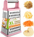 Spring Chef Professional XL Parmesan Cheese Grater with Handle, 4 Sided Box Grater for Kitchen (Pink Lemonade)