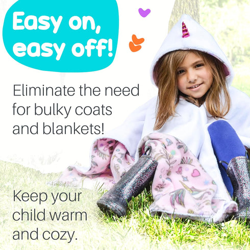 Birdy Boutique Kids Car Seat Poncho – Reversible Warm and Cozy Blanket, Safe to Use Over Seat Belts, Easy on Easy Off,