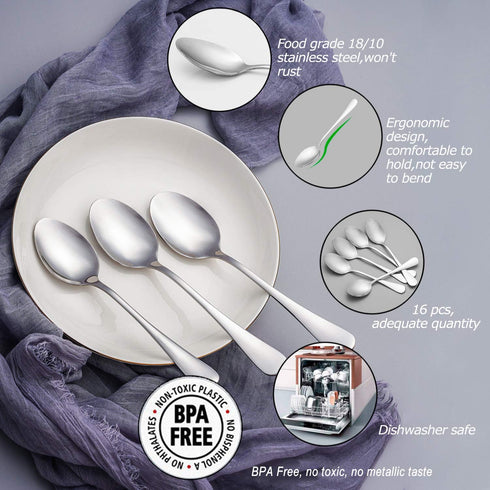 12 Pcs Dinner Spoon Set, Premium Food Grade Stainless Steel, 7.3 Inch, Mirror Finish & Dishwasher Safe
