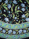 India Arts French Floral Round Cotton Tablecloth, 70" Blue on Black