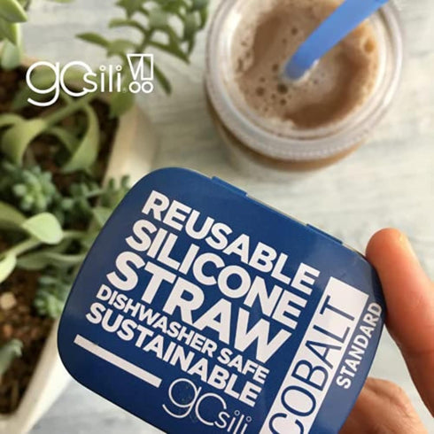 GoSili 4 Pack Reusable Silicone Straws with Case, Flexible, Collapsible, Dishwasher Safe, No-brush Needed