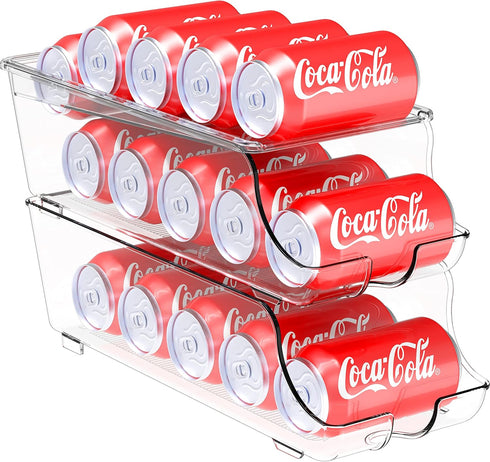 Simple Houseware 2-Pack Clear Front-Loading Beverage Soda Can Organizer Dispenser
