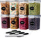 DWËLLZA KITCHEN Airtight Food Storage Container Set, 8 Pieces, 1.4L, BPA Free, Dishwasher Safe, Includes 8 Labels