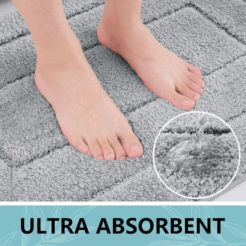 Buganda Bathroom Rugs, 24" x 16", Soft Microfiber Non-Slip Shaggy Bath Carpet, Machine Wash Dry