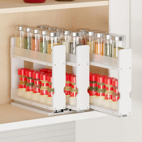 SpaceAid Bamboo Pull Out Spice Rack Organizer for Cabinet, Heavy Duty Slide