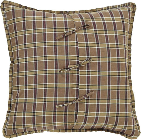 VHC Brands Wyatt Bedding Accessory - Euro Sham 26x26, Plaid Tan