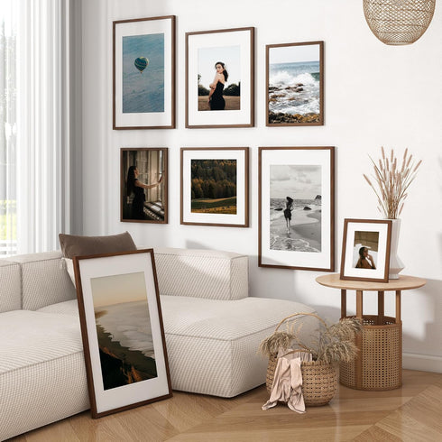 5x7 4x6, 5 7 1 Pack, FLYJOE Oak Wood Picture Frame with Mat for by USA-Sourced Natural Solid Wooden Photo Frame