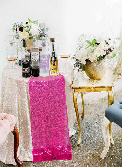 ShinyBeauty Hot Pink Table Runners, Pack of 2, Fuchsia Sequin 12x108 in Wedding Party Supplies