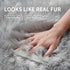 Grey Faux Fur Rug - Fluffy Round Rug for Bedroom, Kids Room, 3X3 Soft Gray Shag Circular Carpet for Nursery