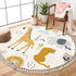 MBZPBDBAPY 4 Round Boho Area Rug Cute Animals Lion cub Leopard Giraffe Elephant Koala White Carpet with Tassels