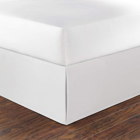 Nautica Twin Bedskirt, Cotton 15-Inch Tailored Drop Bedding, Split Corners for Secure Fit, Solid White