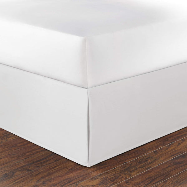 Nautica Twin Bedskirt, Cotton 15-Inch Tailored Drop Bedding, Split Corners for Secure Fit, Solid White