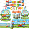 Gupesxu Chugga Chugga Two Two Party Decorations,142Pcs Train 2nd Birthday Tableware Plates,Napkins,Cups Train