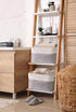 Closet 3 Pack) DECOMOMO Storage Baskets for Shelves - Fabric Storage Bins, Linen Organizers and Storage (Grey & White