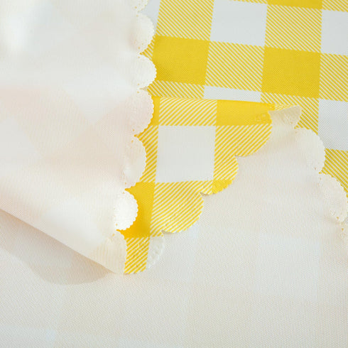MANGATA CASA Yellow Gingham Round Tablecloth, Waterproof Checkered Table Cloth, Polyester Buffalo Plaid 60R inch