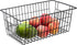iPEGTOP Wire Freezer Storage Baskets, Set of 2 Farmhouse Bins with Handles for Kitchen Cabinets, Pantry, Black