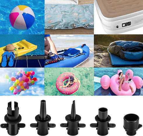 BUYMAX Electric Air Pump High Power Inflator & Deflator Valve with 5 Nozzles for Air Mattress, Rafts, Pools (300W Black)