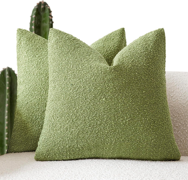 Foindtower Pack of 2 Textured Boucle Throw Pillow Covers Accent Solid Pillow