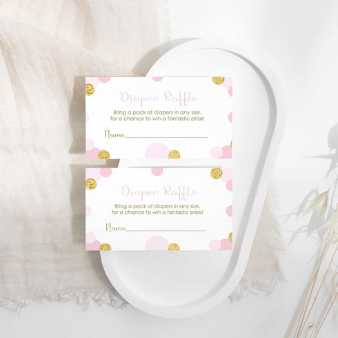 Pink and Gold Diaper Raffle Tickets - 25 Pack - Fun Baby Shower Game for Girls