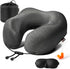 MLVOC Travel Pillow - 100% Pure Memory Foam Neck Pillow with Eye Masks, Earplugs, and Luxury Bag