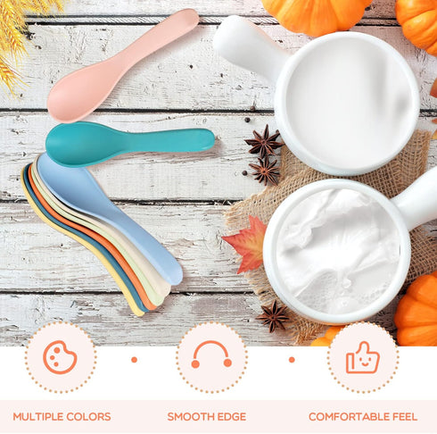16 Pcs Unbreakable Wheat Straw Spoon Set, 6 Inches Ramen Spoons, Portable Small Spoons for Kids and Adults (8 Colors)