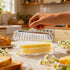 Countertop Clear Glass Butter Dish with Lid, Covered Crystal Butter Holder Container for & Fridge