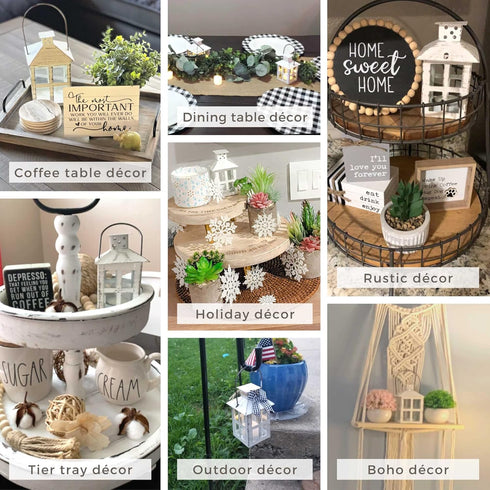 Kate Aspen Rustic Farmhouse Decor, White Candle Holder Lantern, 7.5 Inch, Wedding Decoration, Centerpiece