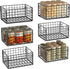 X-cosrack Foldable Metal Wire Basket, 6 Pack Pantry Organizer with Handles, 12"x9"X6", Food Storage Bins for Kitchen,