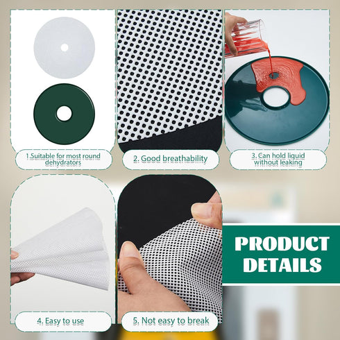 Domensi 12 Pcs Round Dehydrator Sheets, Non-Stick Silicone Mats with Edges for Fruit Meat Kitchen, 13" Diameter