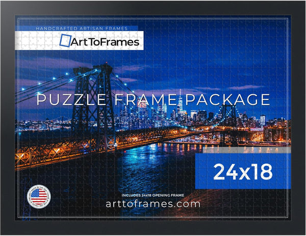ArtToFrames 24x18 INCH/61x46 CM Black Frame for 300 Piece Puzzles.This 1.25 Inch