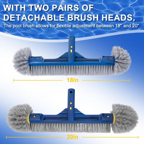 18 20 2 1 POOLAZA & Pool Brushes with Round Ends, Detachable Pool Brushes for Cleaning Pool Walls & Tiles, in Pool