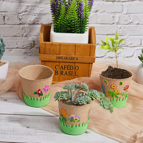 12 Sets Summer Jecery Garden Paper Craft Kit DIY Foam Flower Pots, Flower Planting and Growing Kit for Spring Early