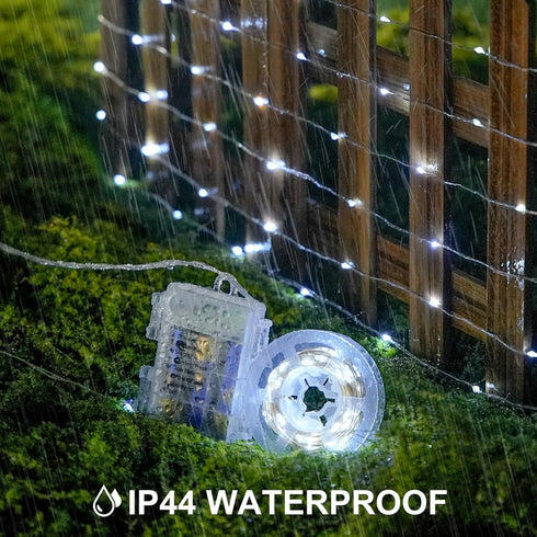 JMEXSUSS 2 Pack White Fairy Lights, 200 LED Battery Operated Twinkle Lights with Remote, 66ft Indoor Outdoor Decor