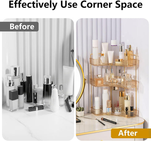 Counter Countertop 3 YCIA&DONE Corner Bathroom Organizer, Makeup Organizer for Vanity, Skincare Cosmetic Perfume Tray