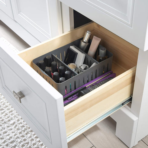 Simplify 3 Compartment Stackable Bin with Adjustable Dividers, Drawer Organizer, Storage Basket for Office, Desk