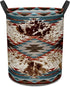 Western Aztec Cow Print Baby Laundry Hamper, Waterproof Storage Bin for Clothes Organizer, Room Decor