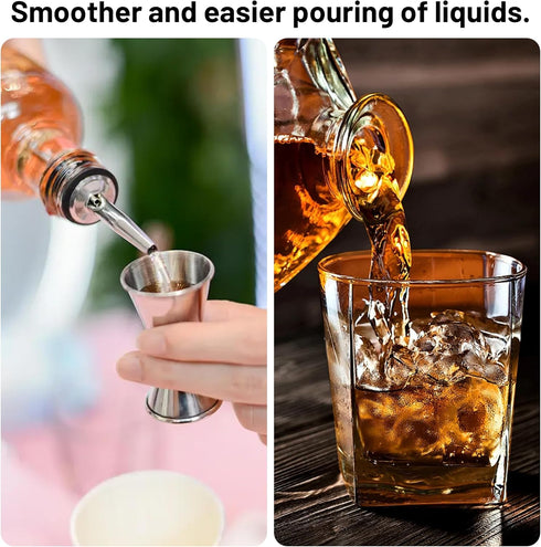 Liquor Pourer Adapters for Large Liquor and Olive Oil Bottles, Converts Regular Size Spout to Large Pouring Spout, 6
