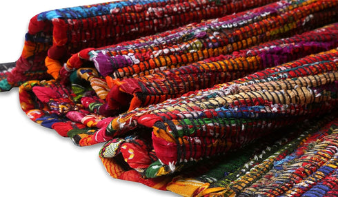 Cotton Multi Chindi Hand Woven Rugs 24x36 inch, Multi Color, Indoor/Outdoor, 2'x3', Machine Washable