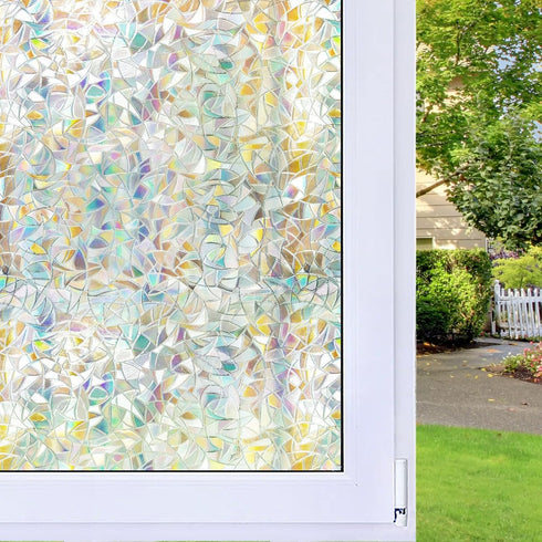 WPCTEV 3D Window Film | No Glue Privacy Glass Sticker | Static Cling Heat Control | 17.7" x 6.5'