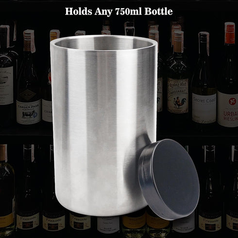 Stainless Steel Wine Bottle Chiller, Cooler Bucket with Ice Pack for White Wine & Champagne, Perfect Accessories for